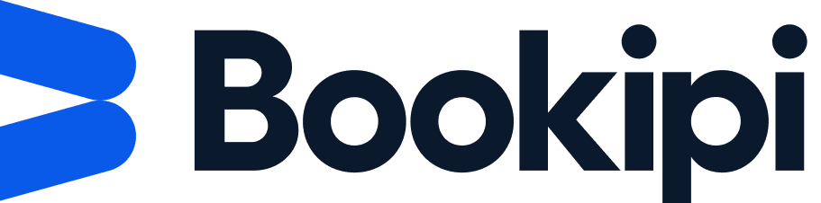 Bookipi logo featuring stylized blue "B" icon and "Bookipi" wordmark on white background