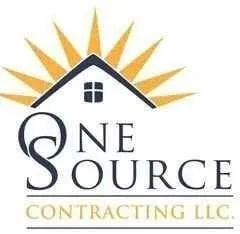 ONE SOURCE CONTRACTING LLC. logo showing house roof with window and sun rays, contractor branding