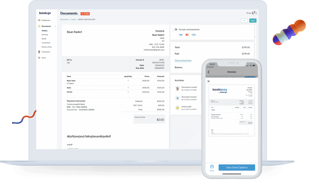bookipi invoice web app and mobile app