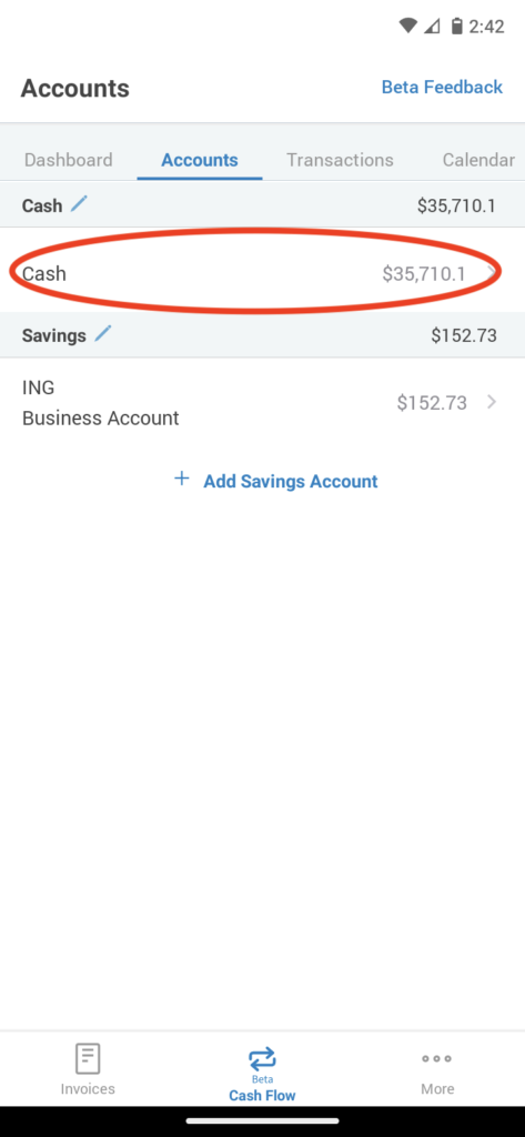 Invoice Mobile App - How to add an expense or income in cash flow - 2