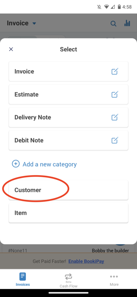 Invoice Mobile App - How to add, edit and delete a customer - 2