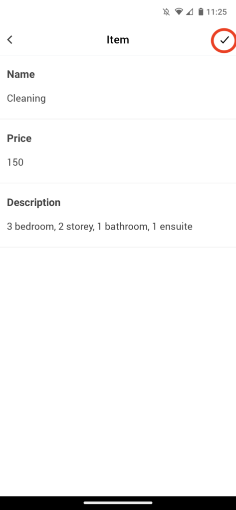 Invoice Mobile App - How to add an item - 4