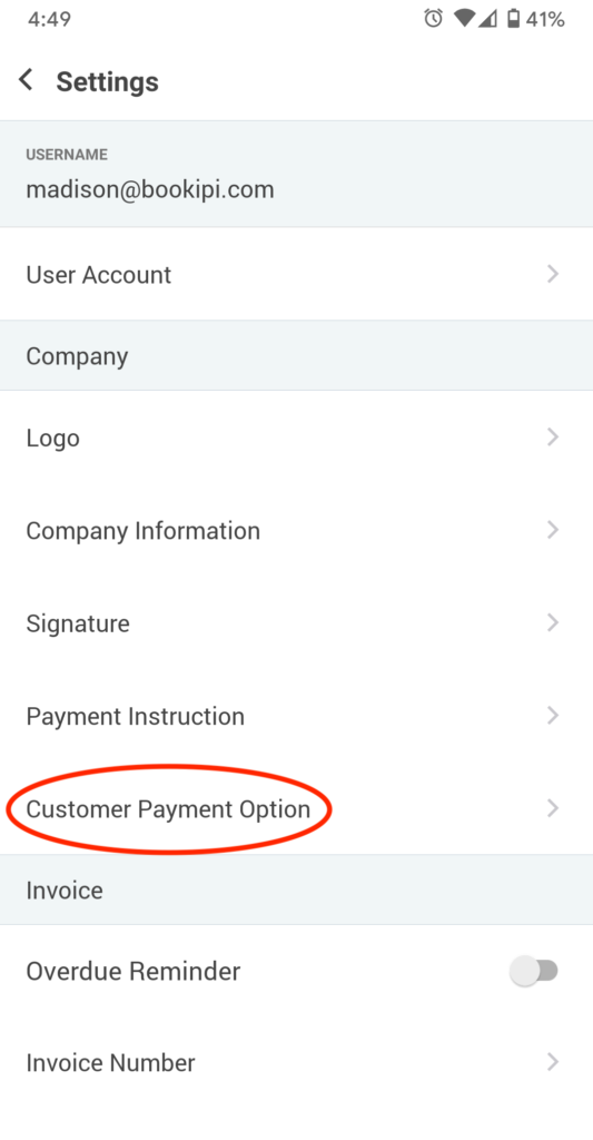 Invoice Mobile App - How to turn off card payments - 3