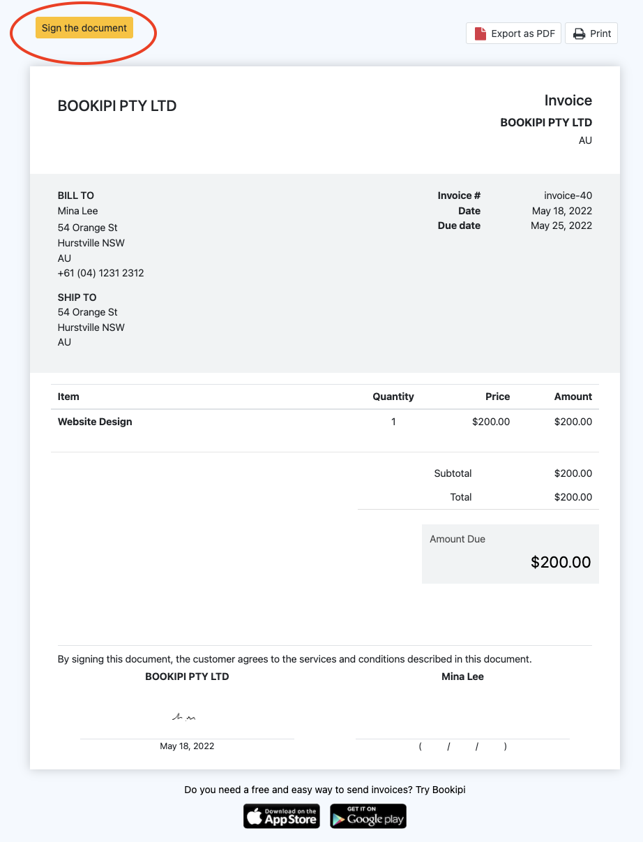 Invoice Web V2 - How to request a signature from customers - 9