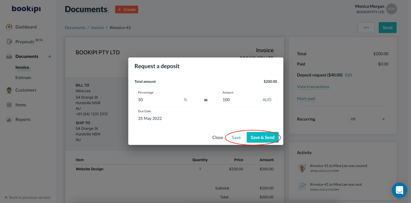 Invoice Web V2 - How to edit a deposit request - 5