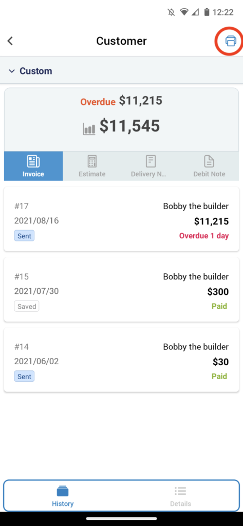 Invoice Mobile App - How to create and send a customer statement - 14