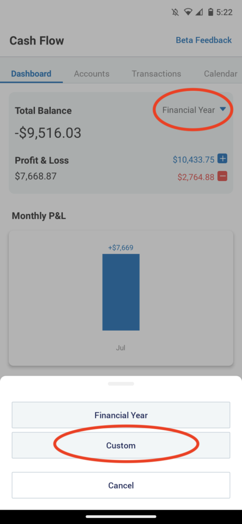 Invoice Mobile App - How to view profit and loss totals - 3