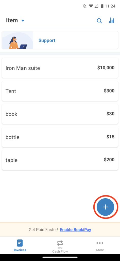 Invoice Mobile App - How to add an item - 3