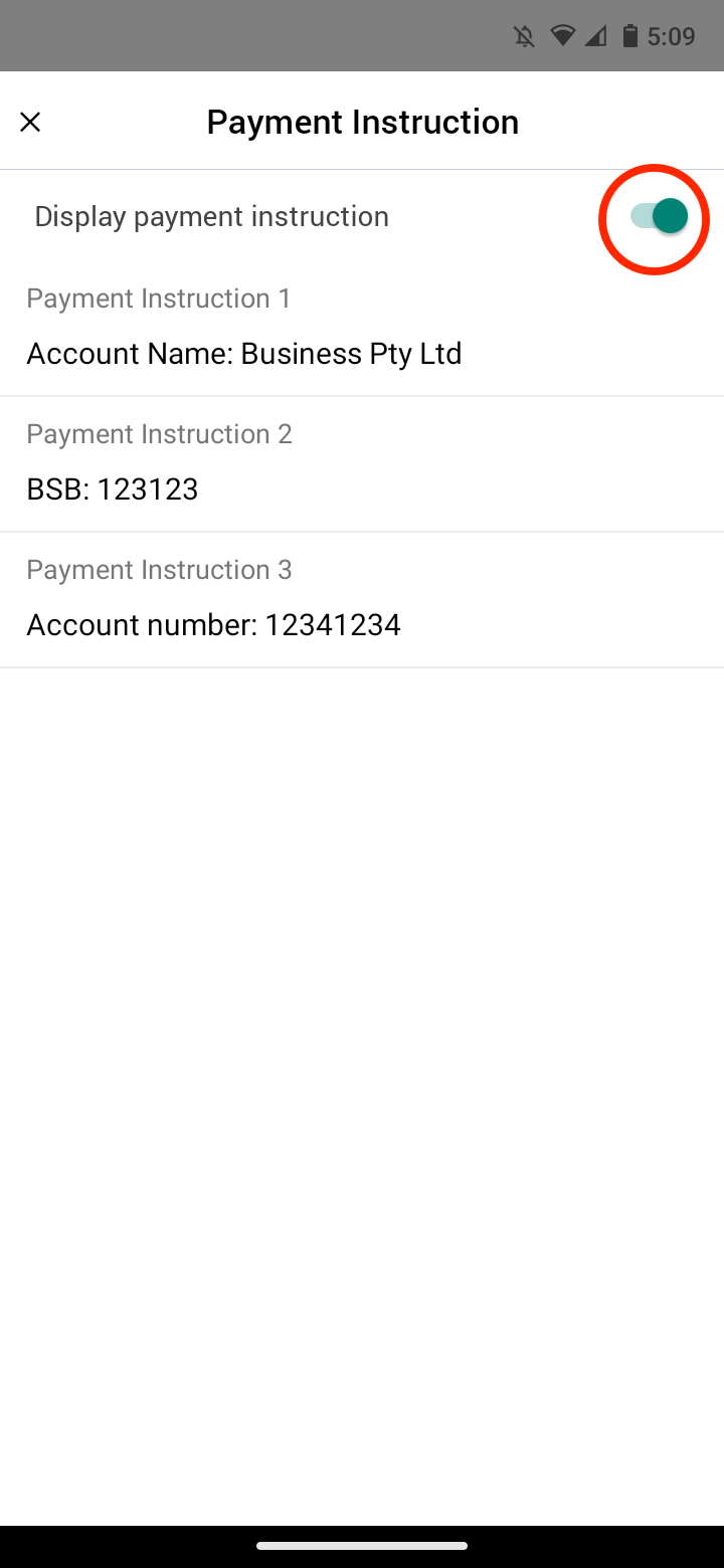 Invoice Mobile App - How to add bank payment details to invoices - 4