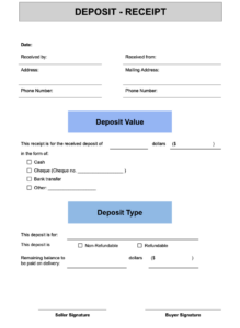 Free Deposit Receipt Templates | Bookipi