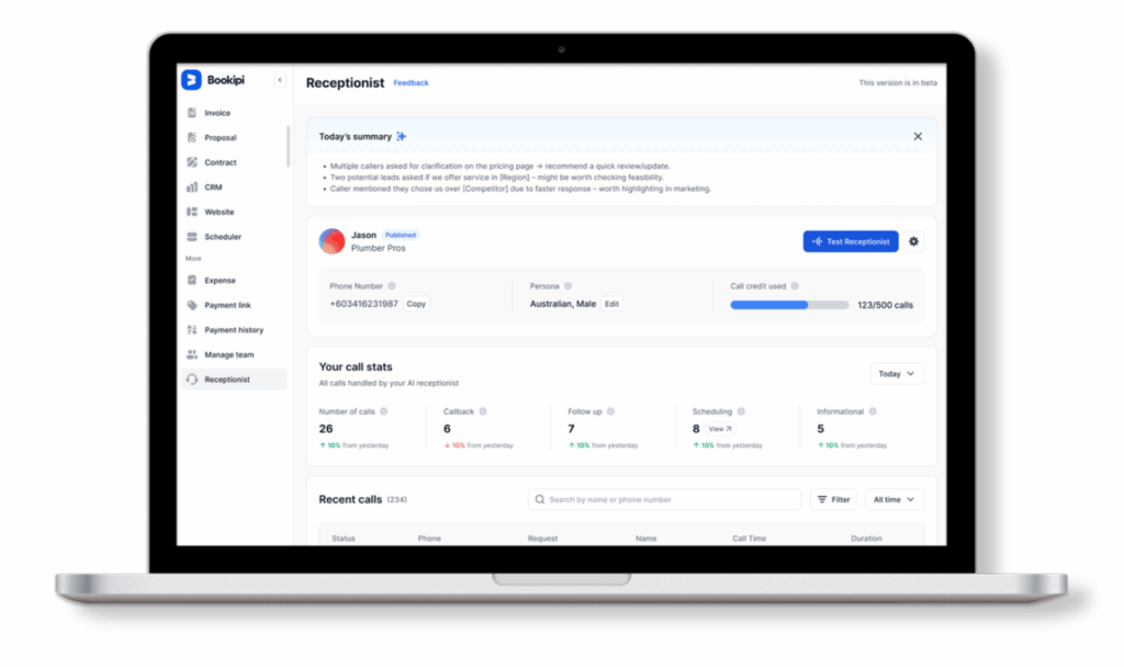 Get call analytics with an AI receptionist