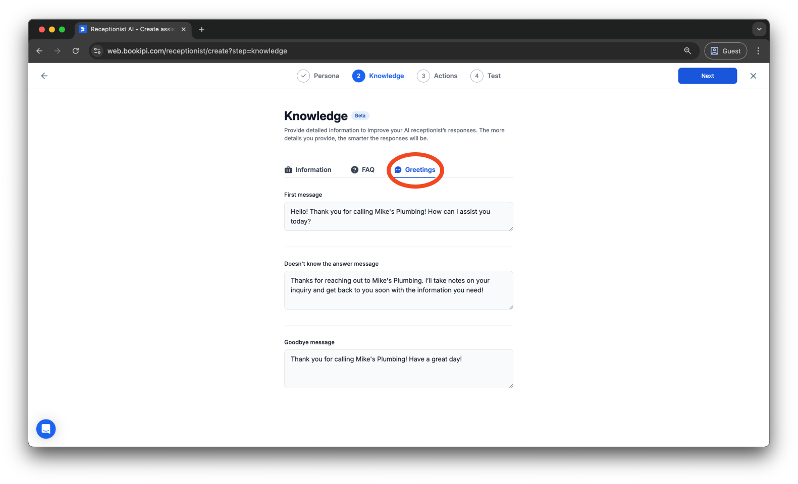 Uncategorized - How to create your Bookipi AI Receptionist - 8
