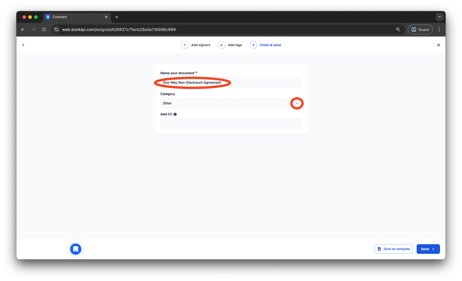 Uncategorized - How to add an access code to your Bookipi eSign document - 11