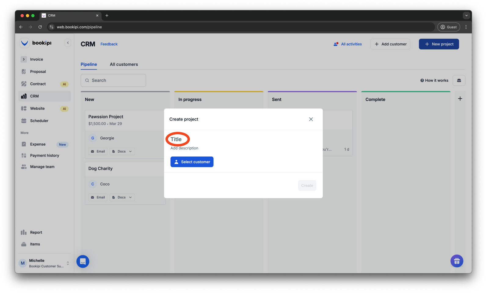 Uncategorized - How to create a project in Bookipi CRM - 3