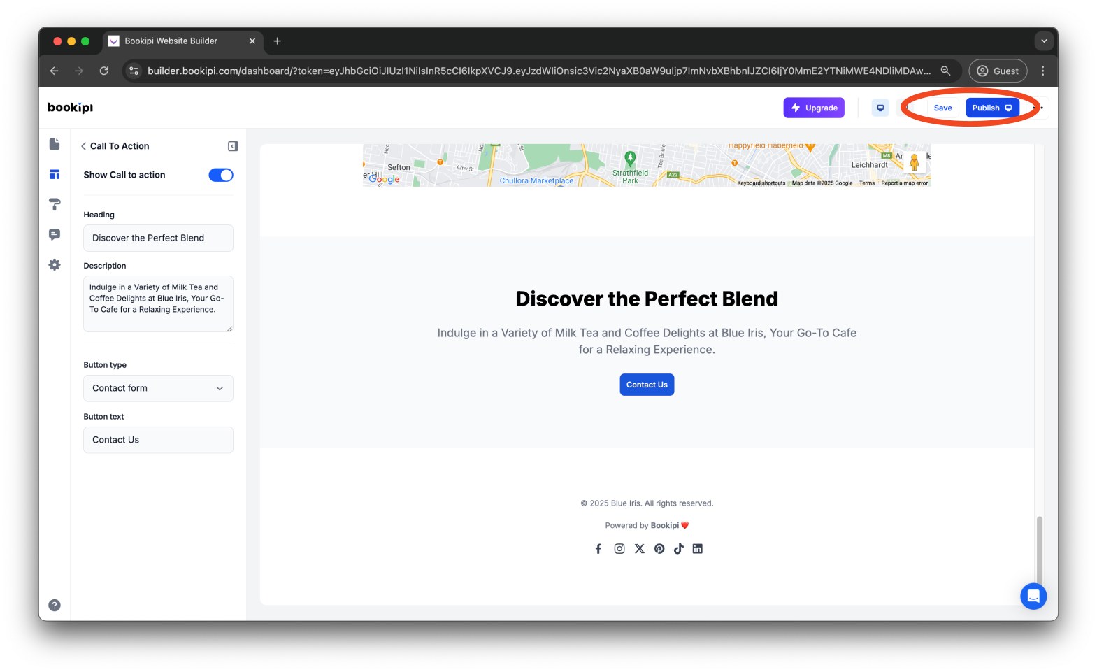 Bookipi AI Website Builder - How to enable the contact buttons and contact form in Bookipi AI Website Builder - 29