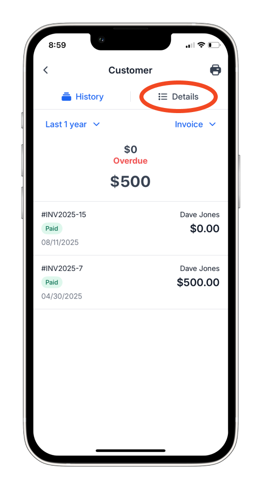 Invoice Mobile App - How to add, edit and delete a customer - 9