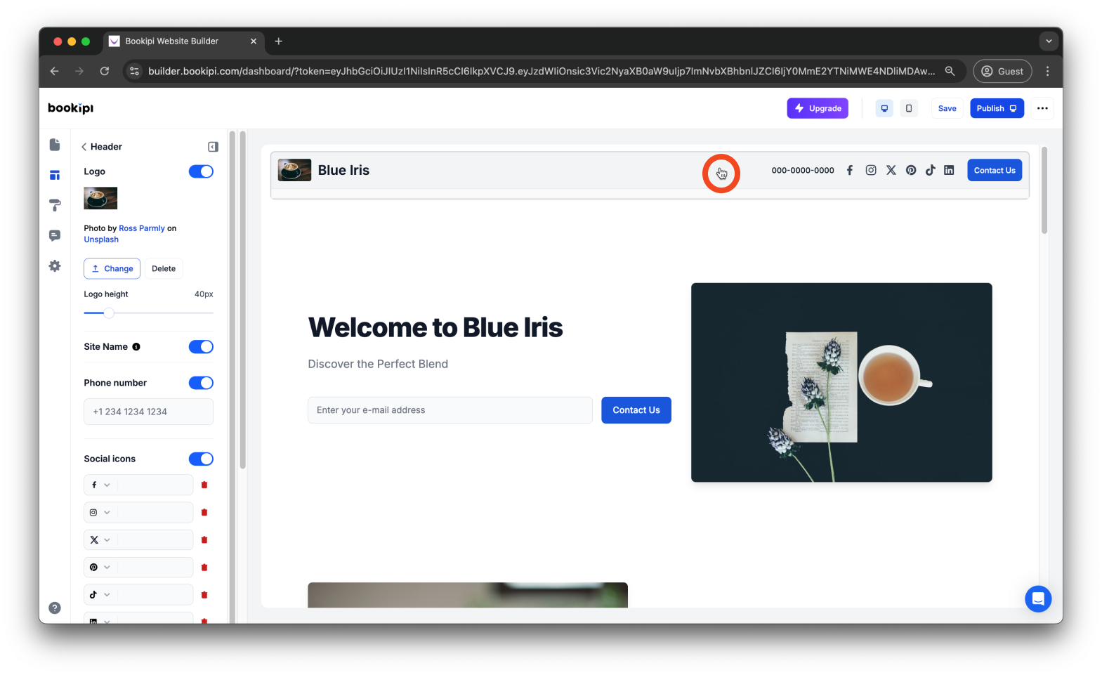 Bookipi AI Website Builder - How to enable the contact buttons and contact form in Bookipi AI Website Builder - 4