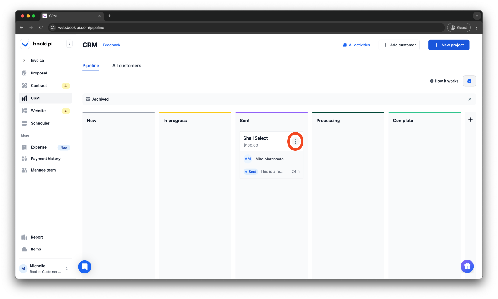 Uncategorized - How to archive or unarchive a project in Bookipi CRM - 8