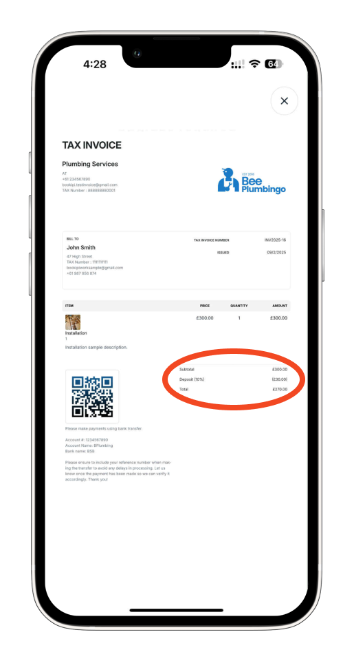 Uncategorized - How to add a deposit on the invoice using the mobile app - 12