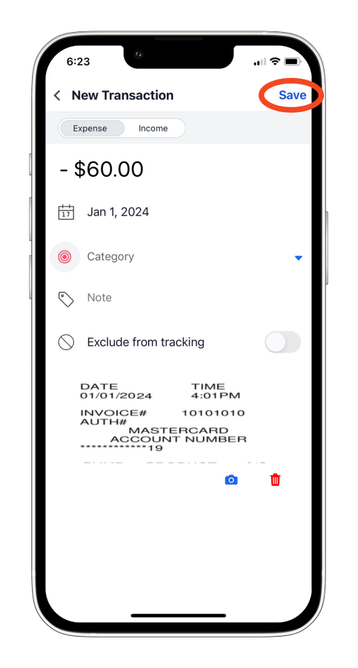 Invoice Mobile App - How to add a photo of a receipt - 7