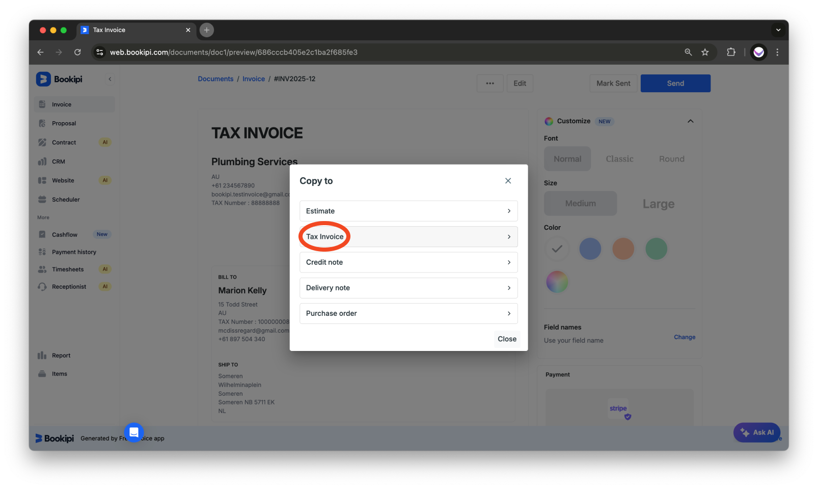 Invoice Web V2 - How to refund customers on Stripe and reissue invoices - 5