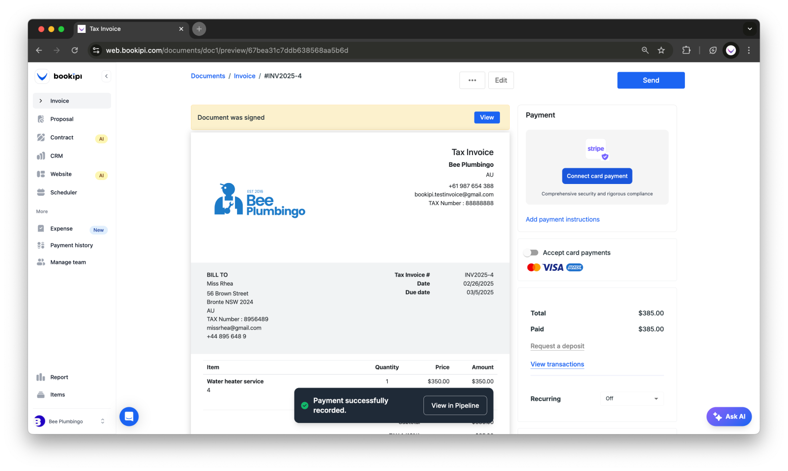 Invoice Web V2 - How to mark the invoice as paid and send a receipt using the web app - 6