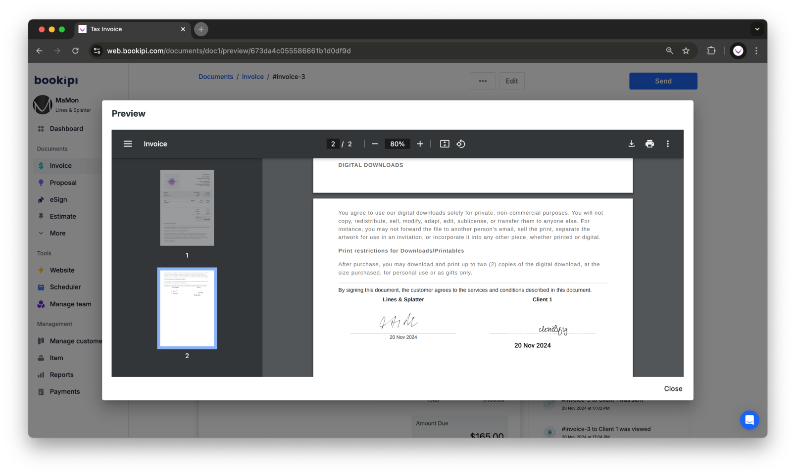 Invoice Web V2 - How to request a signature from customers - 10