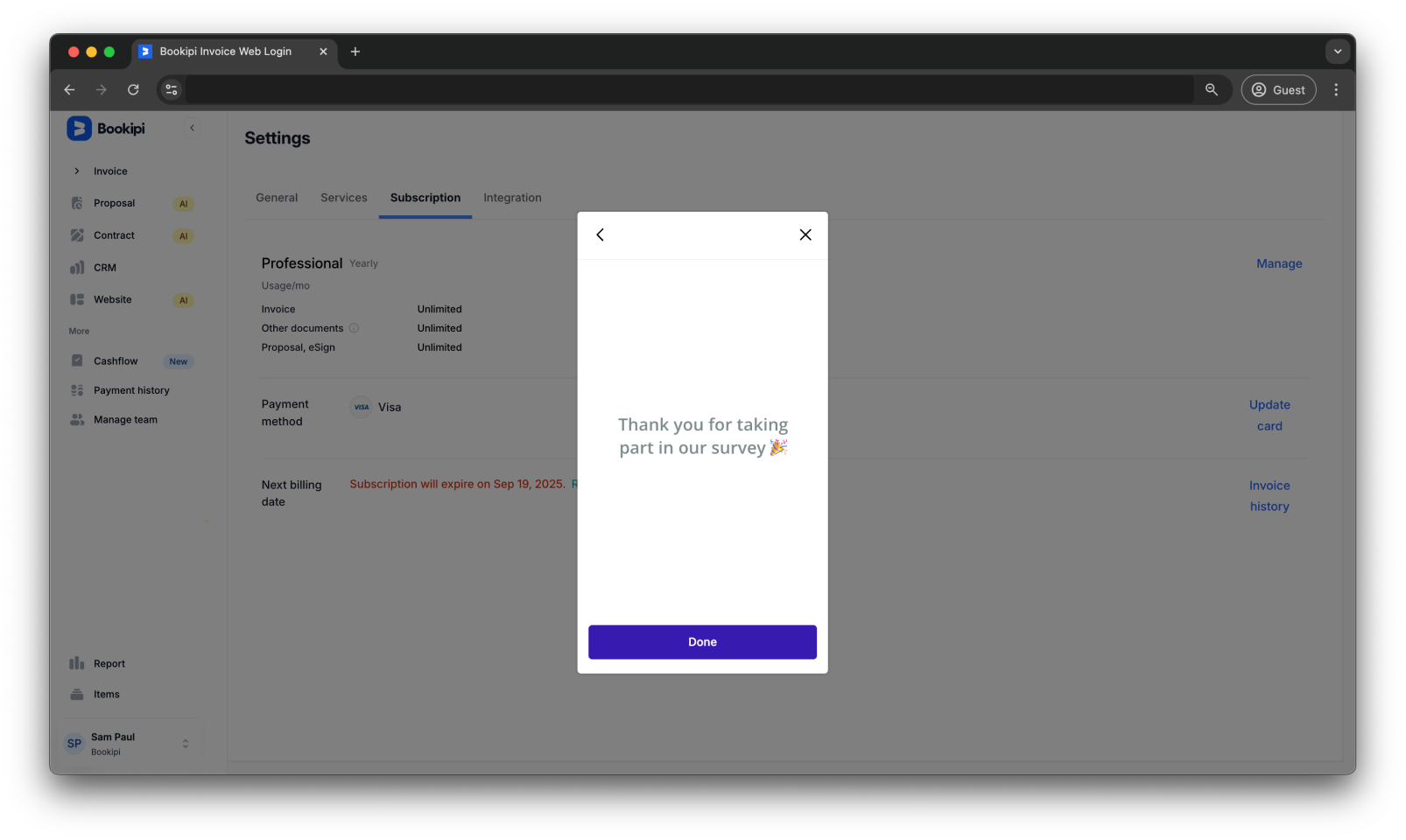 Bookipi Subscriptions - How to cancel a subscription - 8