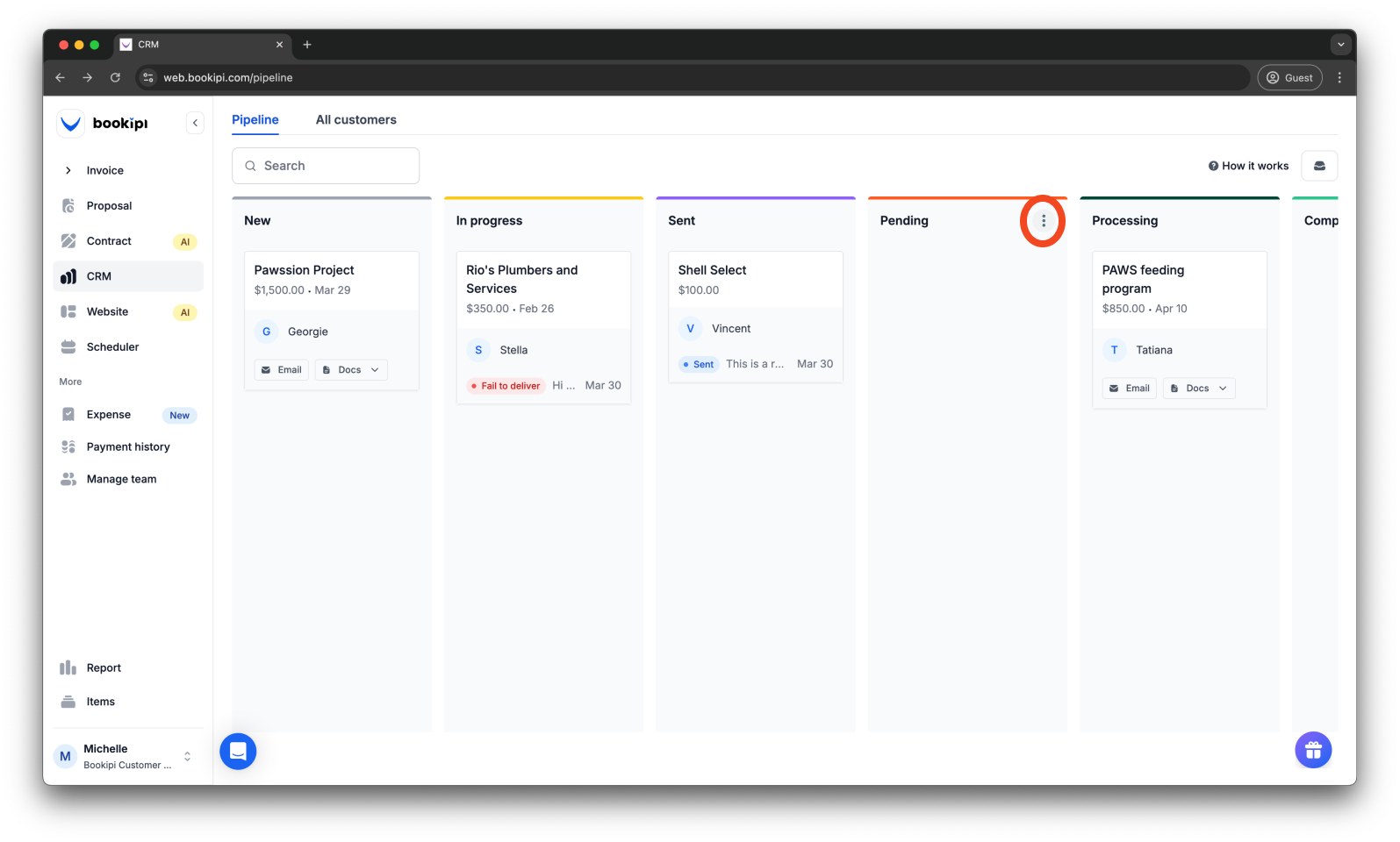 Uncategorized - How to delete a Pipeline status in Bookipi CRM - 3