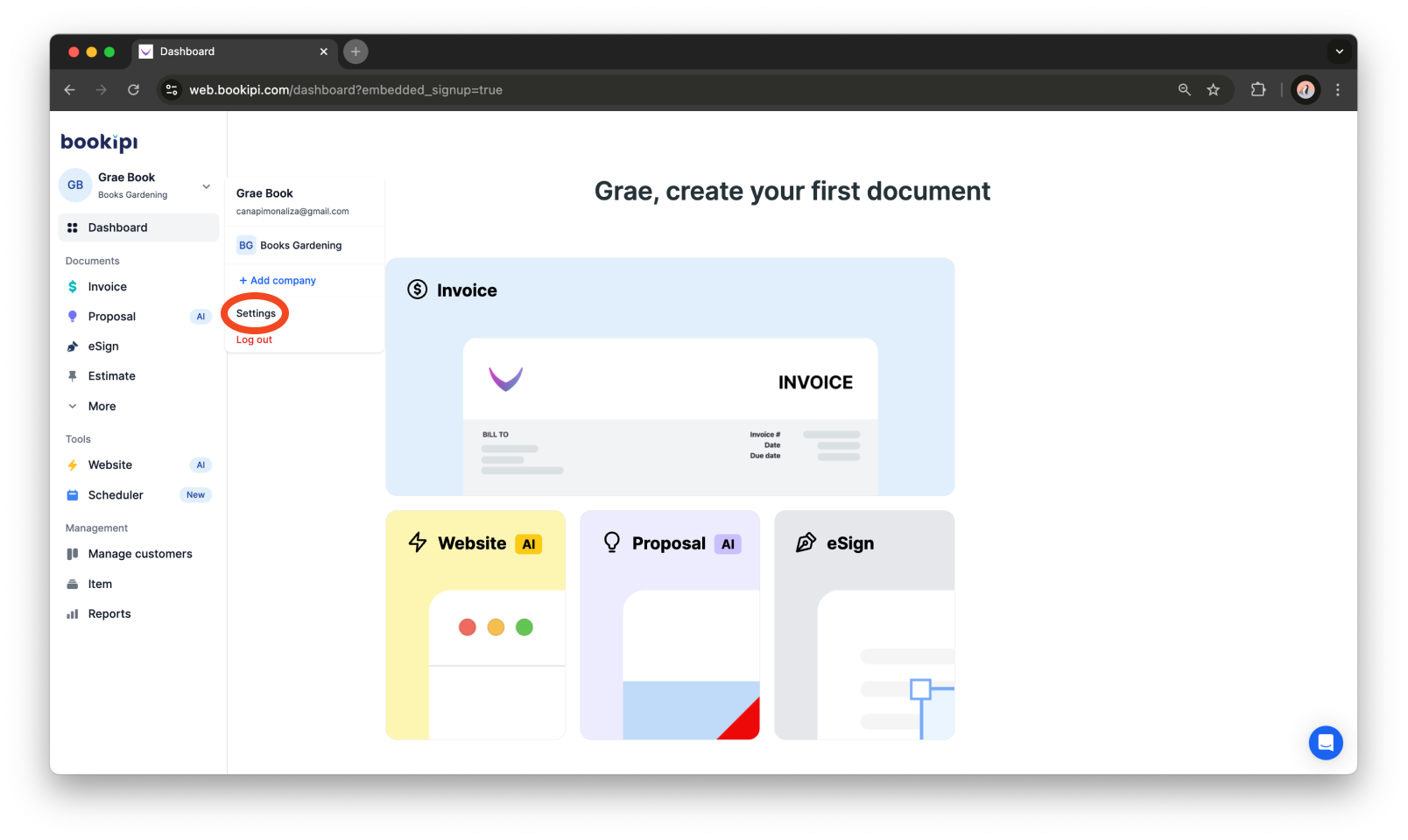 Invoice Web V2 - How to sign up to Bookipi Web v2 - 5
