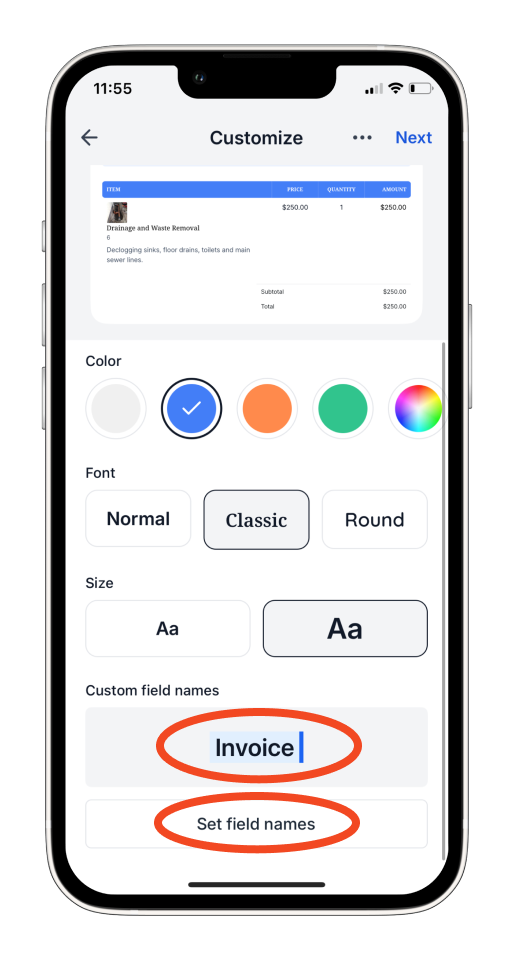 Uncategorized - How to customize your invoice and other documents in the mobile app - 5