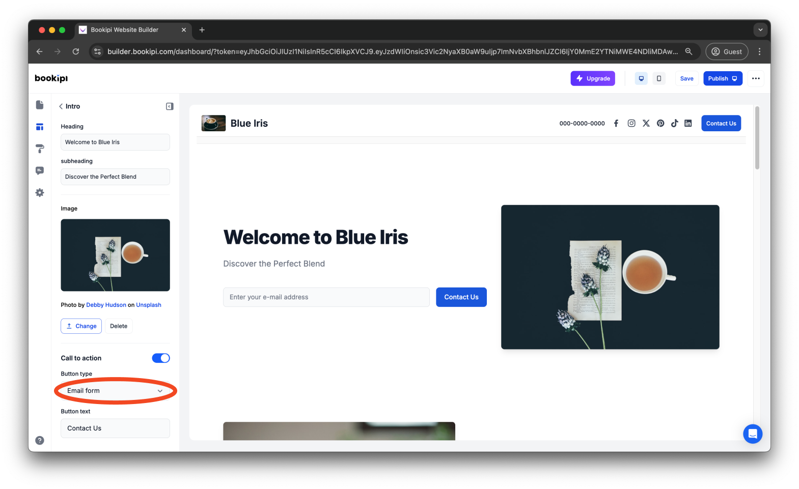 Bookipi AI Website Builder - How to enable the contact buttons and contact form in Bookipi AI Website Builder - 17