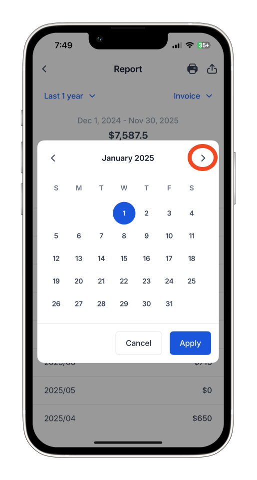 Invoice Mobile App - How to create a report - 15