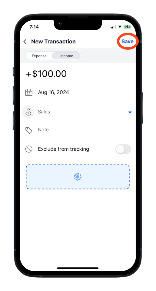 Invoice Mobile App - How to add an expense or income in cash flow - 10
