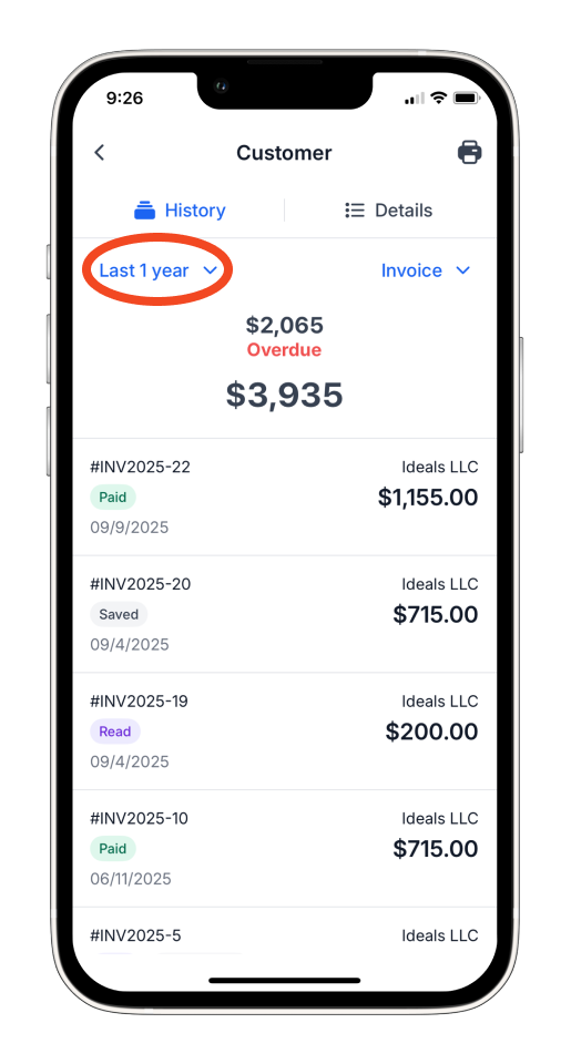Invoice Mobile App - How to create and send a customer statement - 12