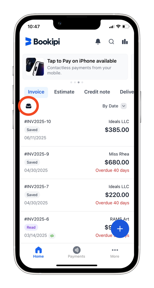 Invoice Mobile App - Auto Archive Paid invoices - 7