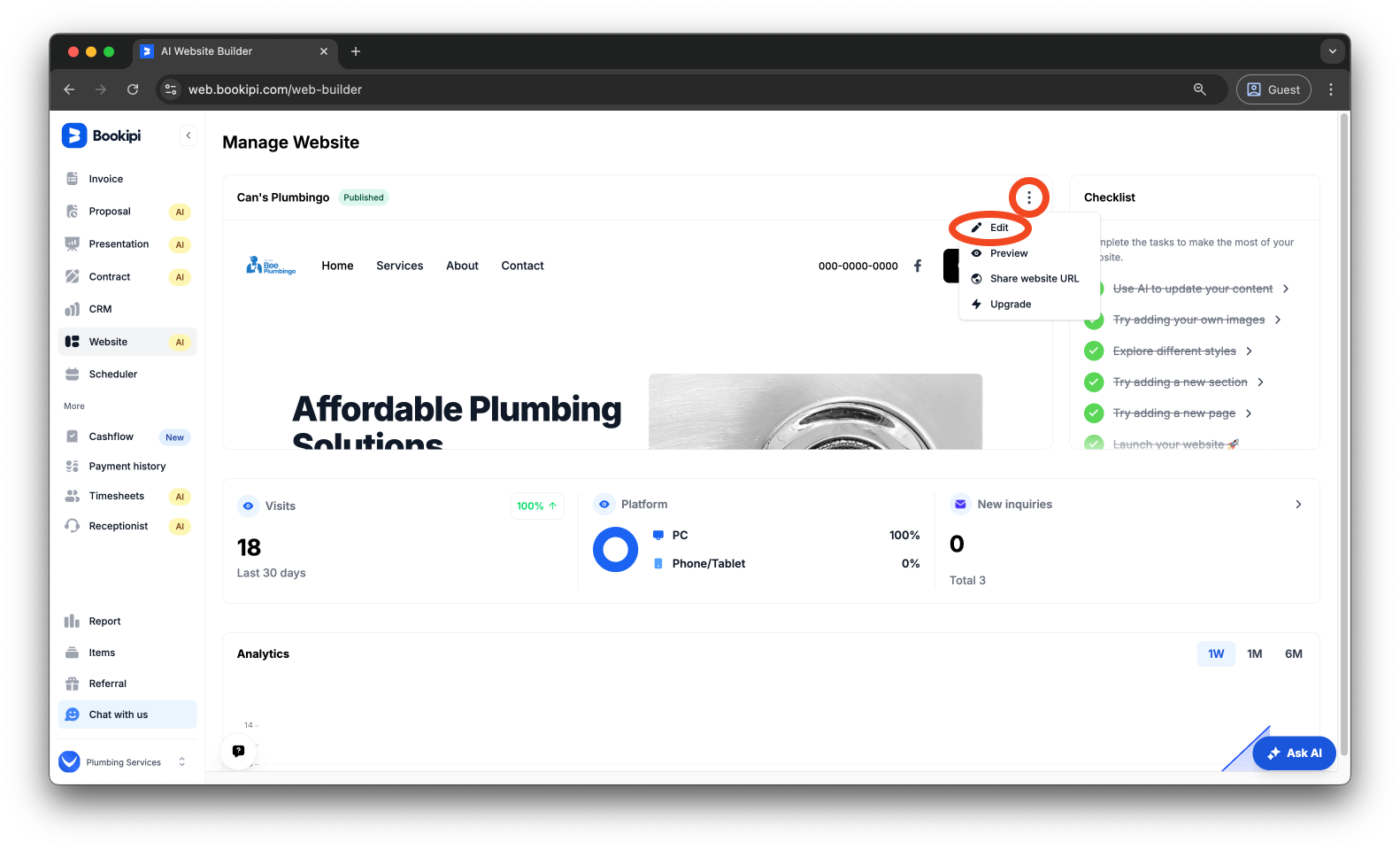 Bookipi AI Website Builder - How to edit your website in Bookipi AI Website Builder - 3