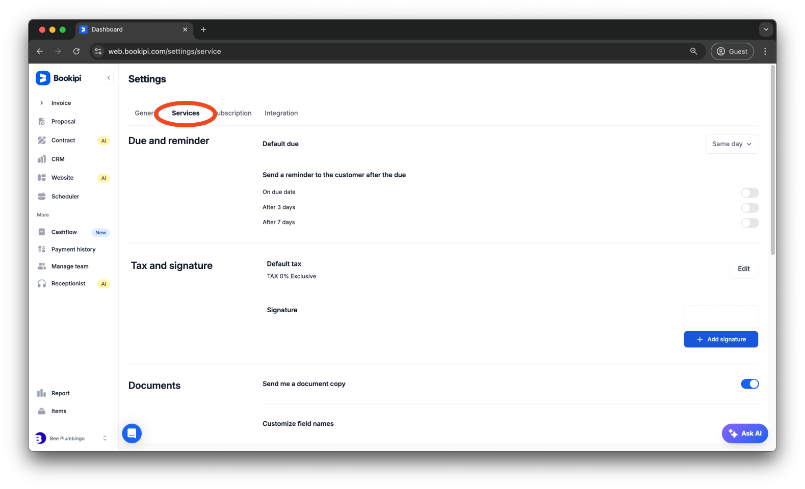 Invoice Web V2 - How to add a signature to invoices - 3