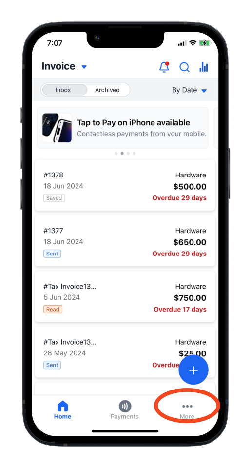 Invoice Mobile App - How to add an expense or income in cash flow - 1
