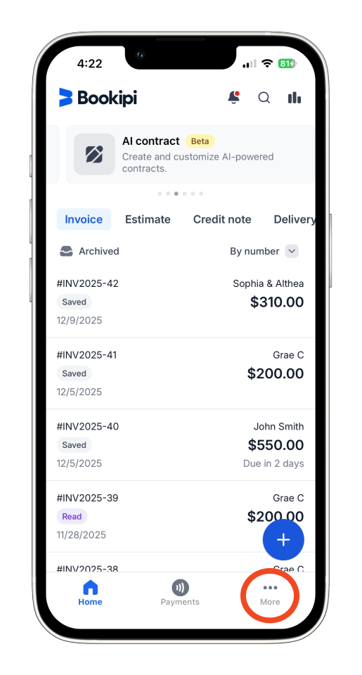 Invoice Mobile App - How to delete an item on the mobile app - 1