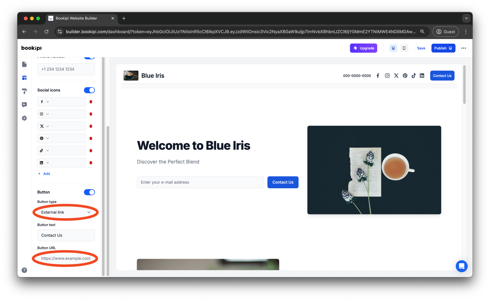 Bookipi AI Website Builder - How to enable the contact buttons and contact form in Bookipi AI Website Builder - 7