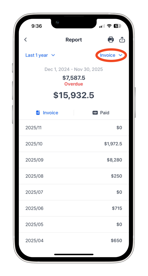 Invoice Mobile App - How to create a report - 7