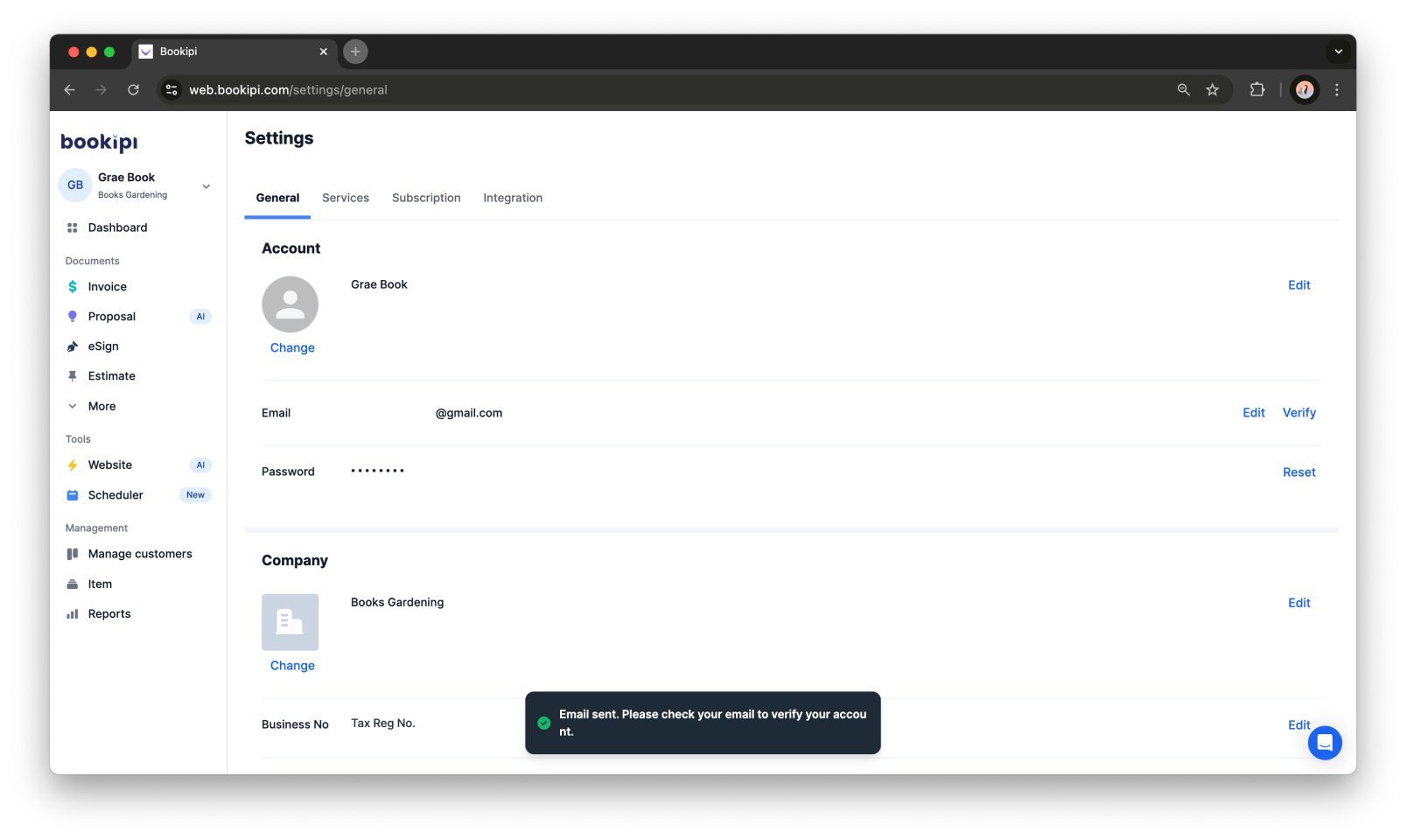 Invoice Web V2 - How to sign up to Bookipi Web v2 - 7