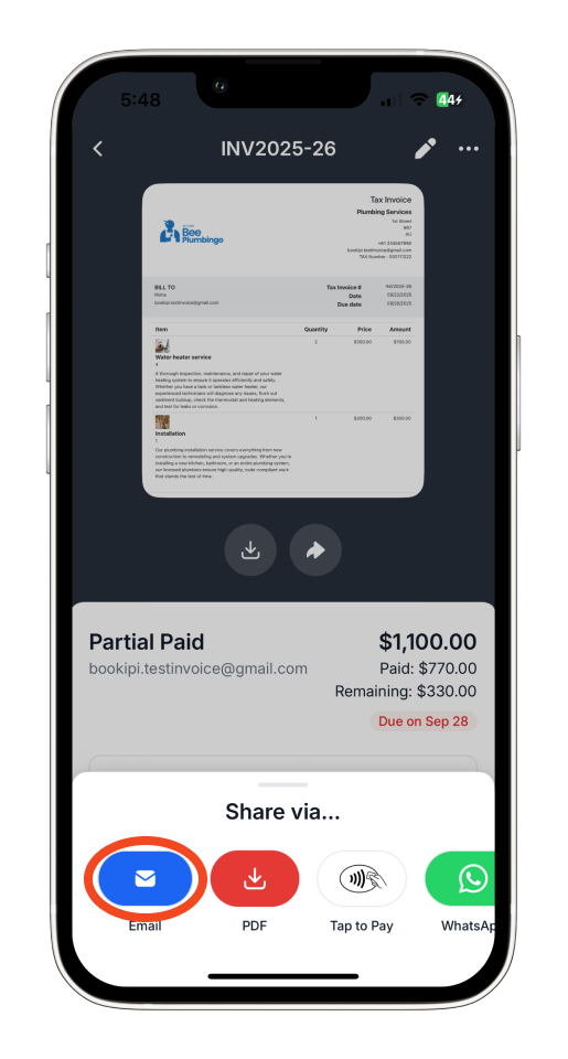 Uncategorized - How to edit a Partially or Fully Paid Invoice in the Bookipi Mobile App - 12