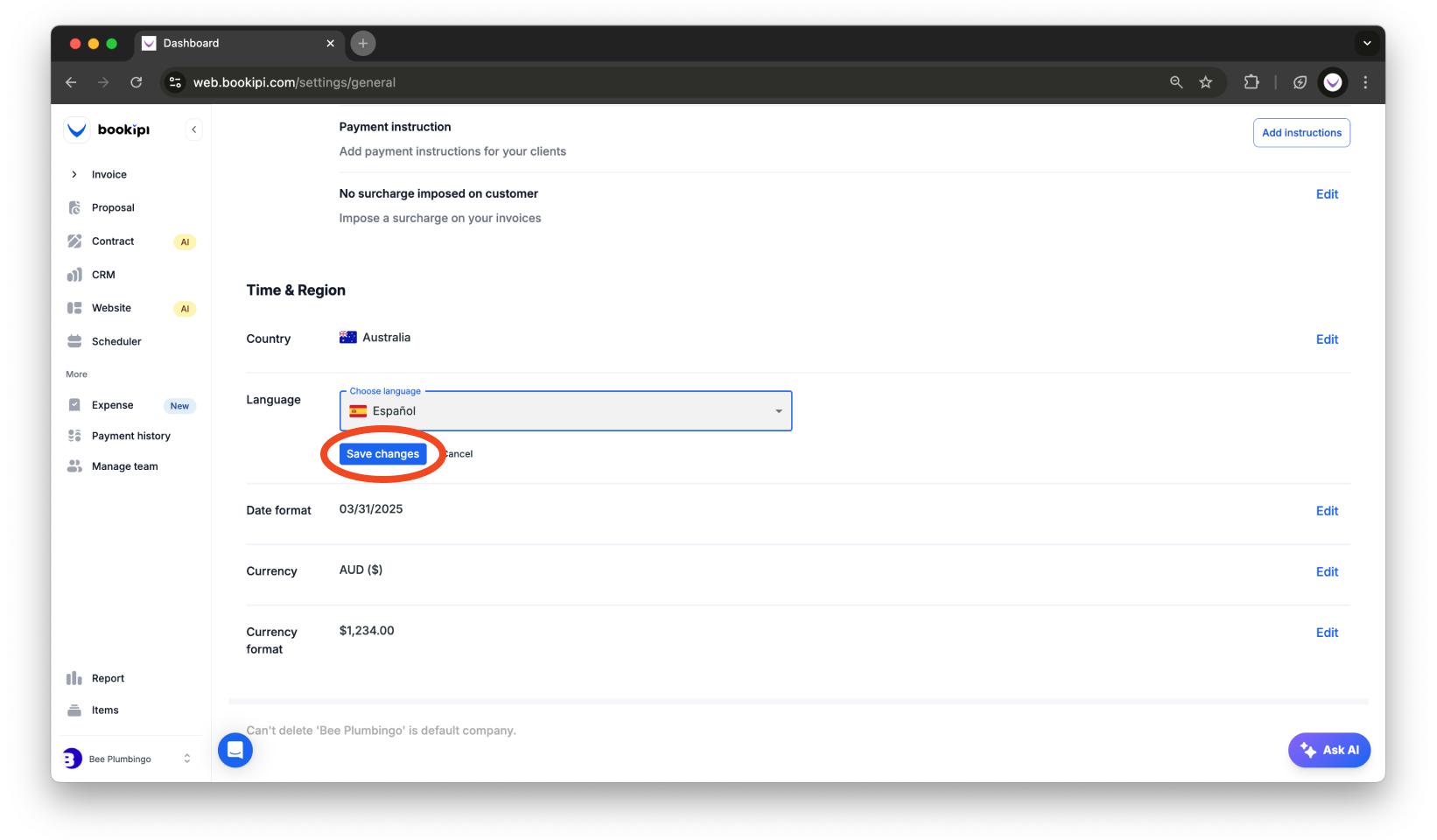 Invoice Web V2 - How to change the language on the Web App - 6