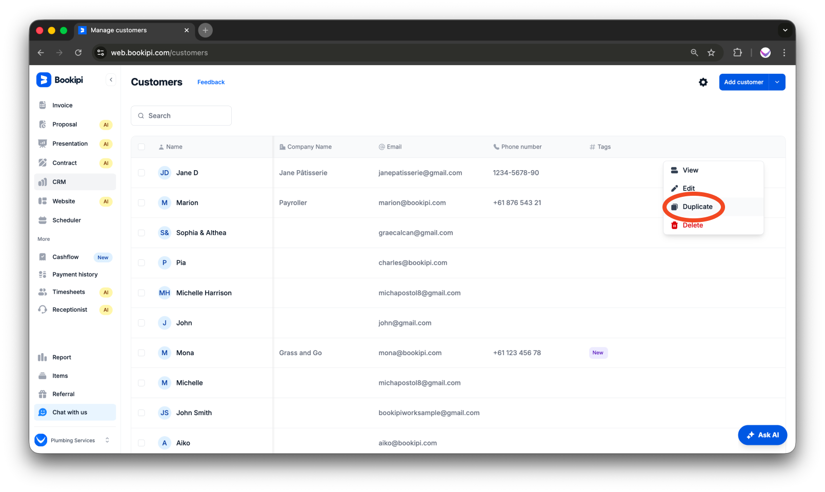 Invoice Web V2 - How to create, edit, copy and delete a customer - 19