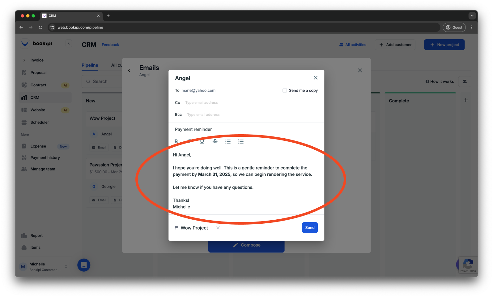 Uncategorized - How to send an email in Bookipi CRM - 4