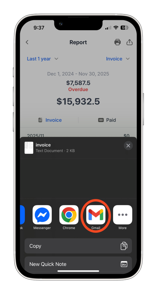 Invoice Mobile App - How to create a report - 8