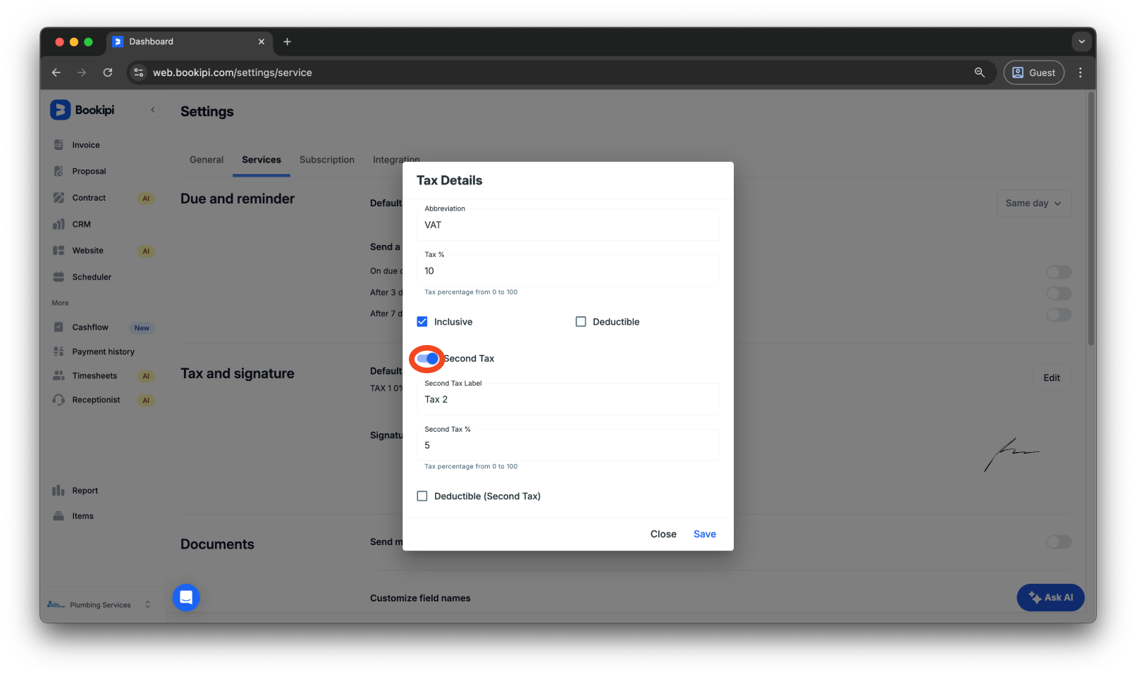 Invoice Web V2 - How to set the tax on future invoices - 6