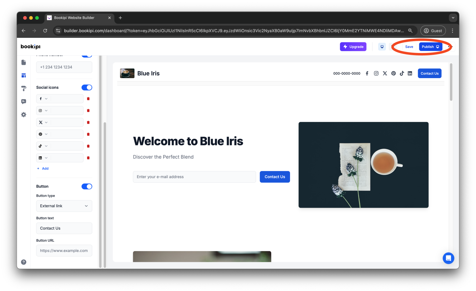 Bookipi AI Website Builder - How to enable the contact buttons and contact form in Bookipi AI Website Builder - 9